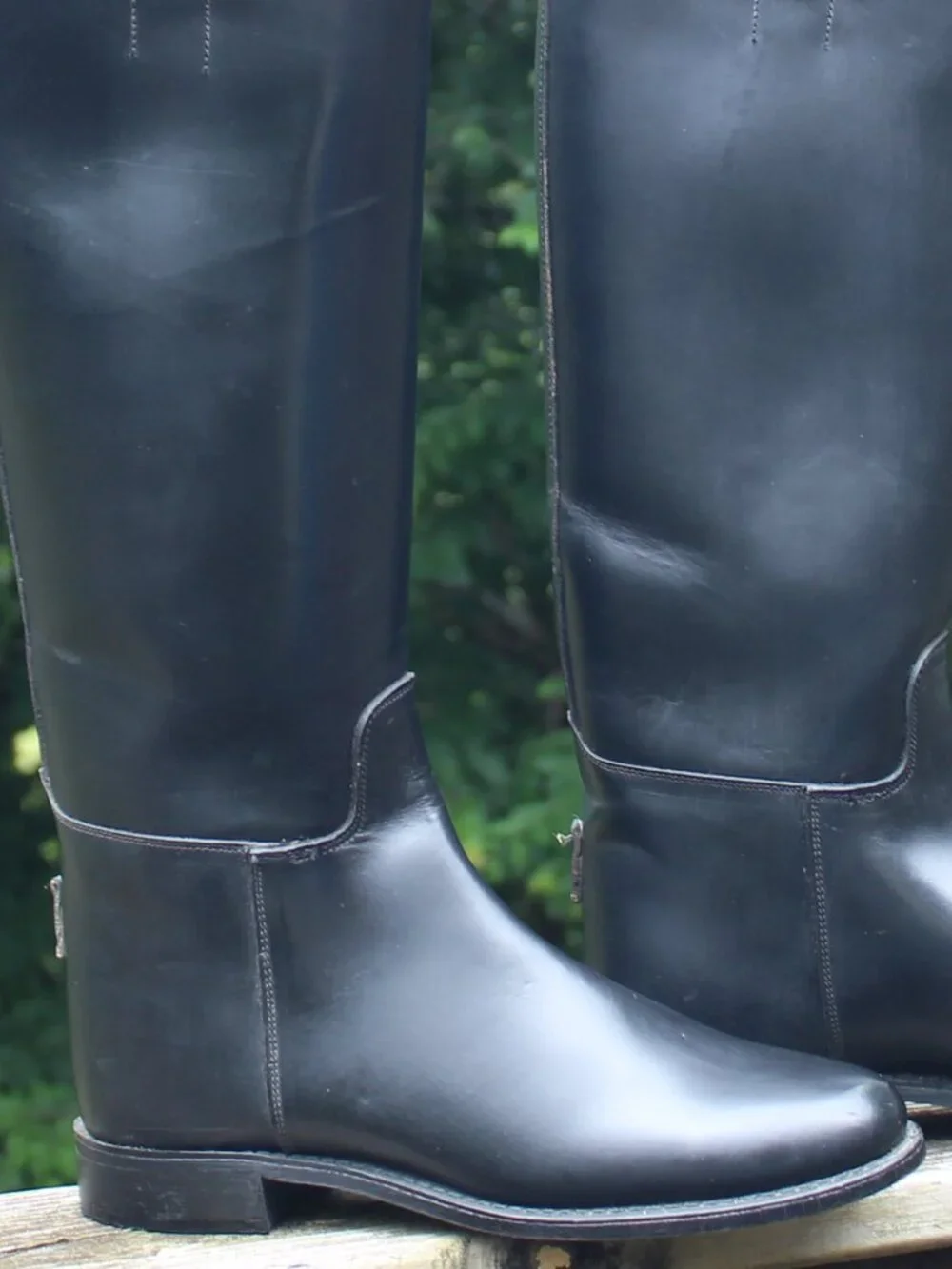 Equestrian Riding Boots Boston-Made Stock DRESS Leather Tall Handtooled1983 7.5C